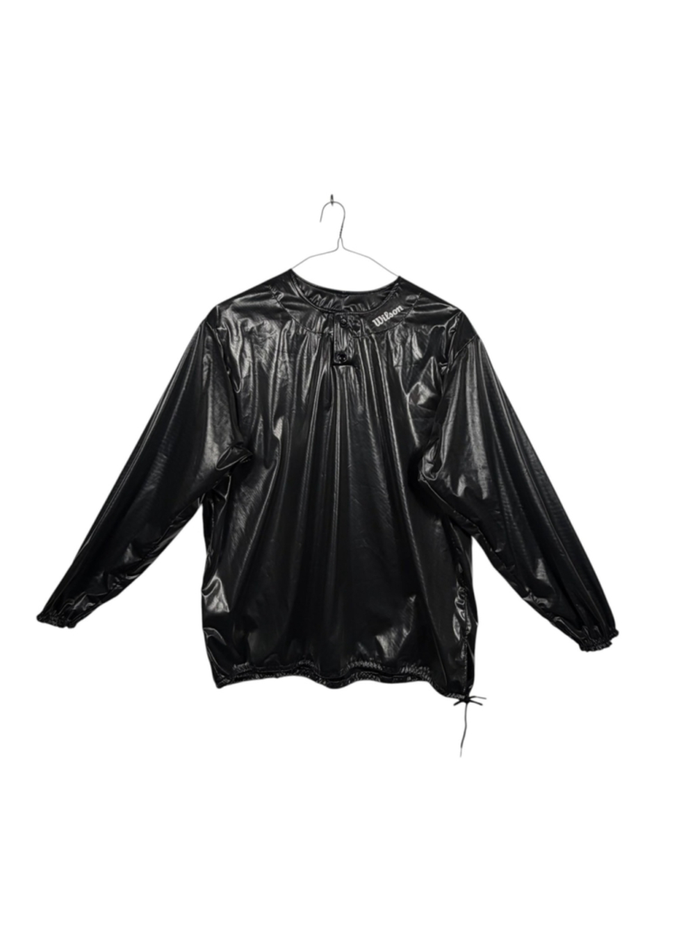 Wilson Vintage Sauna Jacket Black Glossy Finish Waterproof Side Slit Golf Men XL